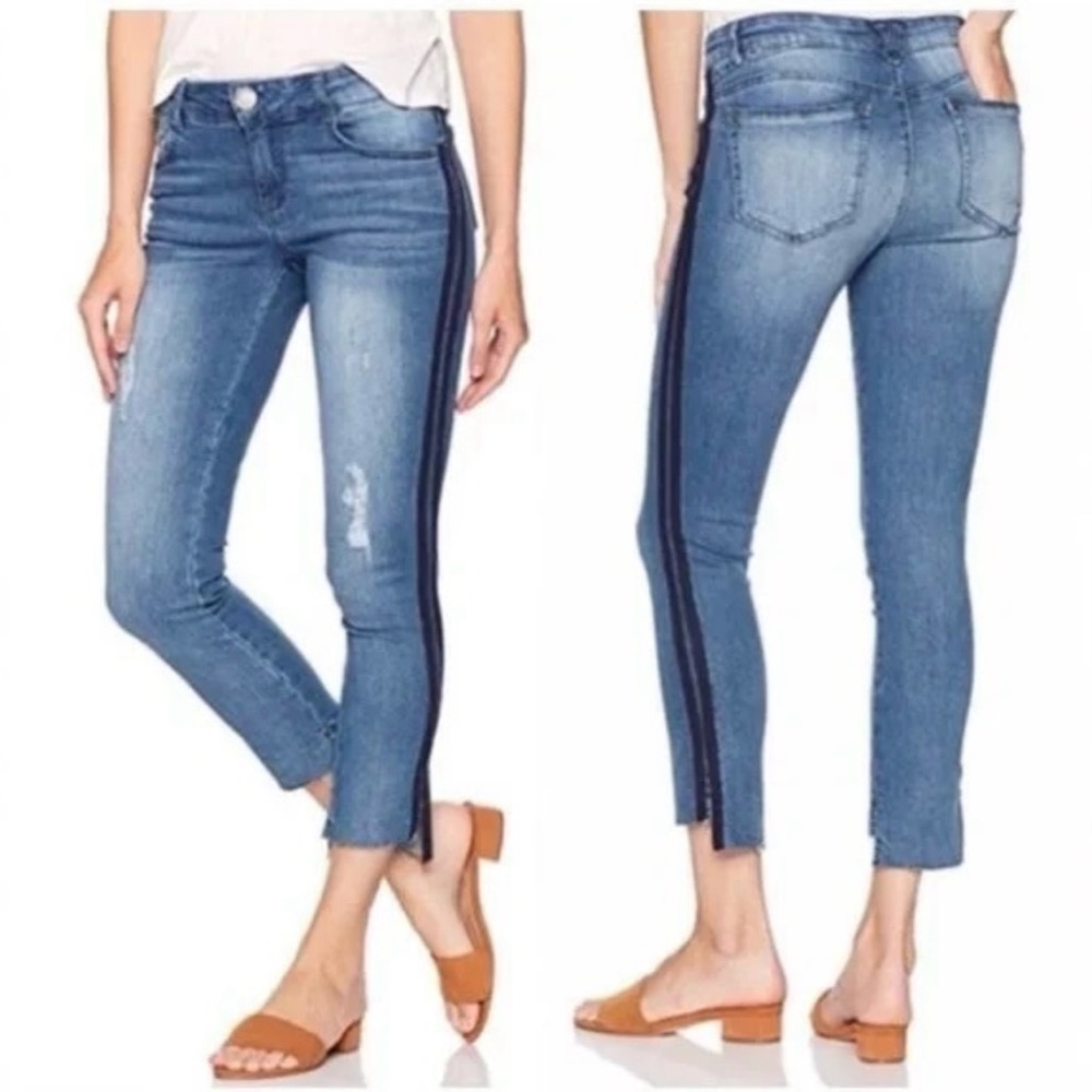 Democracy Blue Ankle Tuxedo Striped Jeans